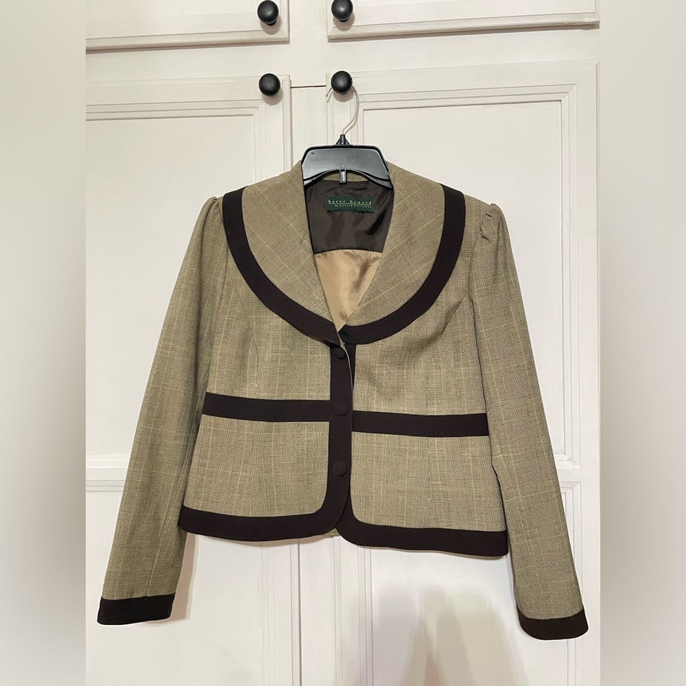 Harve Bernard Women’s Cropped Blazer Jacket Plaid Size 6‎